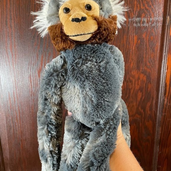 Wild Republic Long Armed Monkey Grey Monkey Plush Hook and Loop Feet Hands - Picture 1 of 6